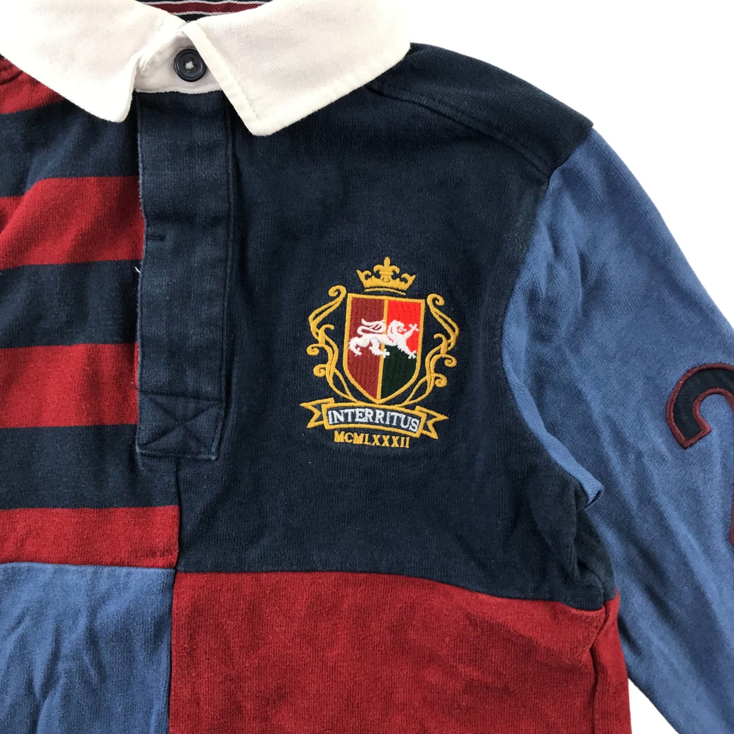 Next Polo Shirt Age 6 Red Checked Rugby Style Cotton