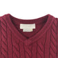 John Lewis jumper 7-8 years burgundy plain cable knit v-neck