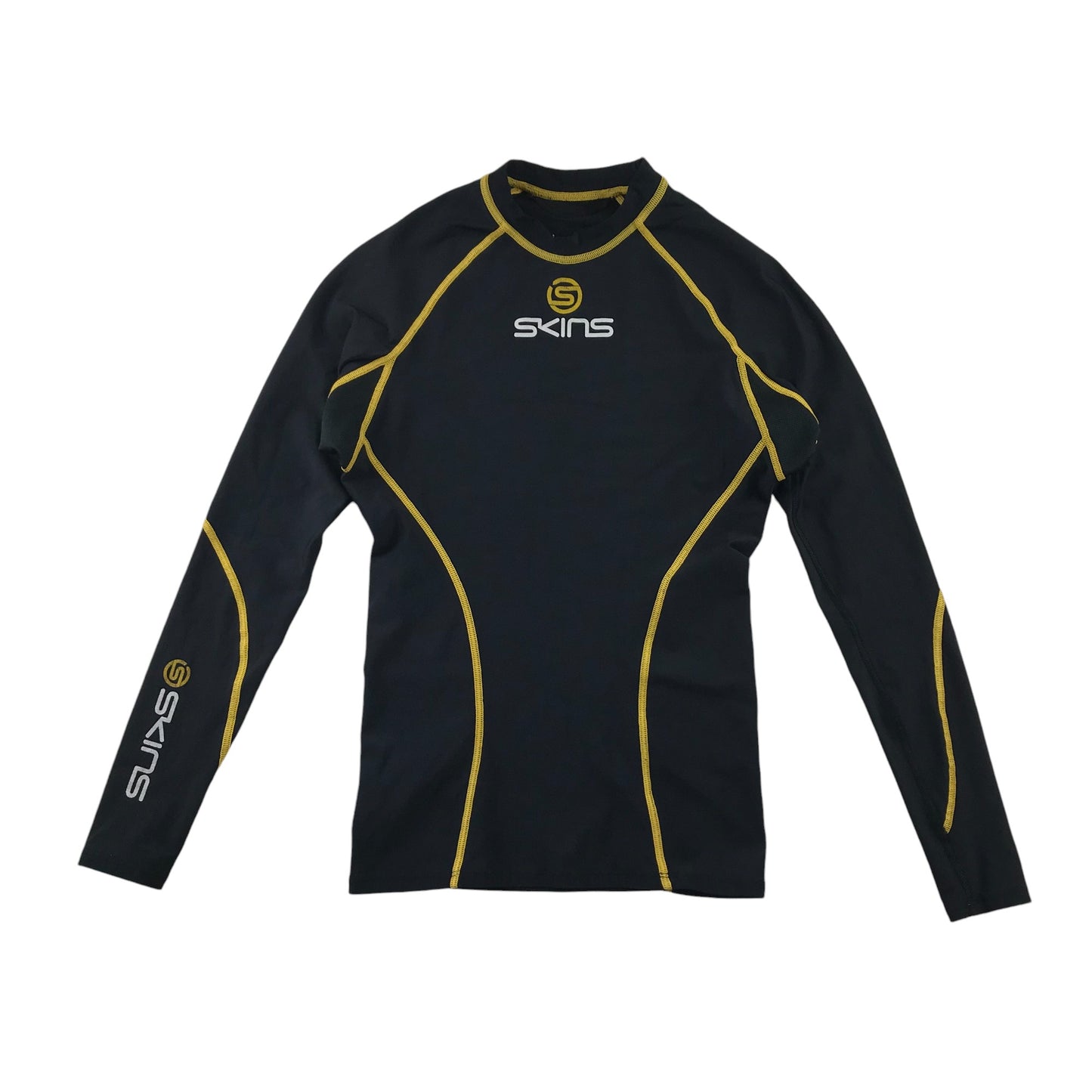 Skins Swim Top Adult Large Black with Yellow Details Long Sleeve