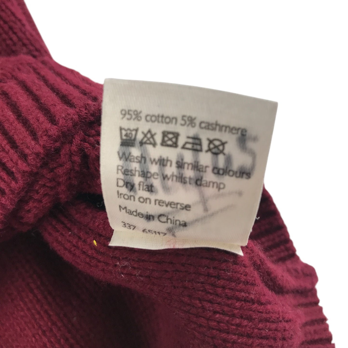 John Lewis jumper 7-8 years burgundy plain cable knit v-neck