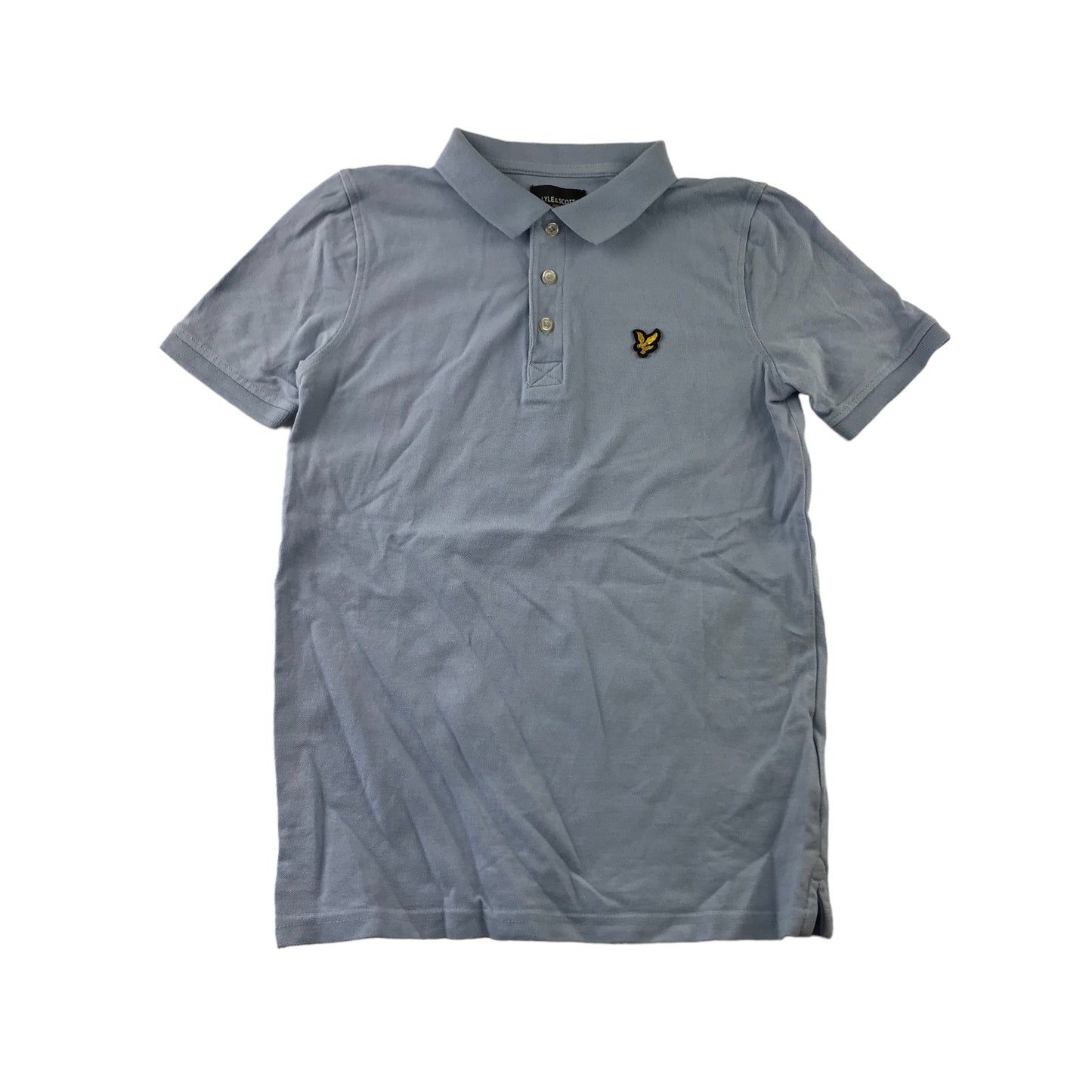 Lyle&Scott Polo Shirt Age 10 Light Blue Plain Logo Cotton