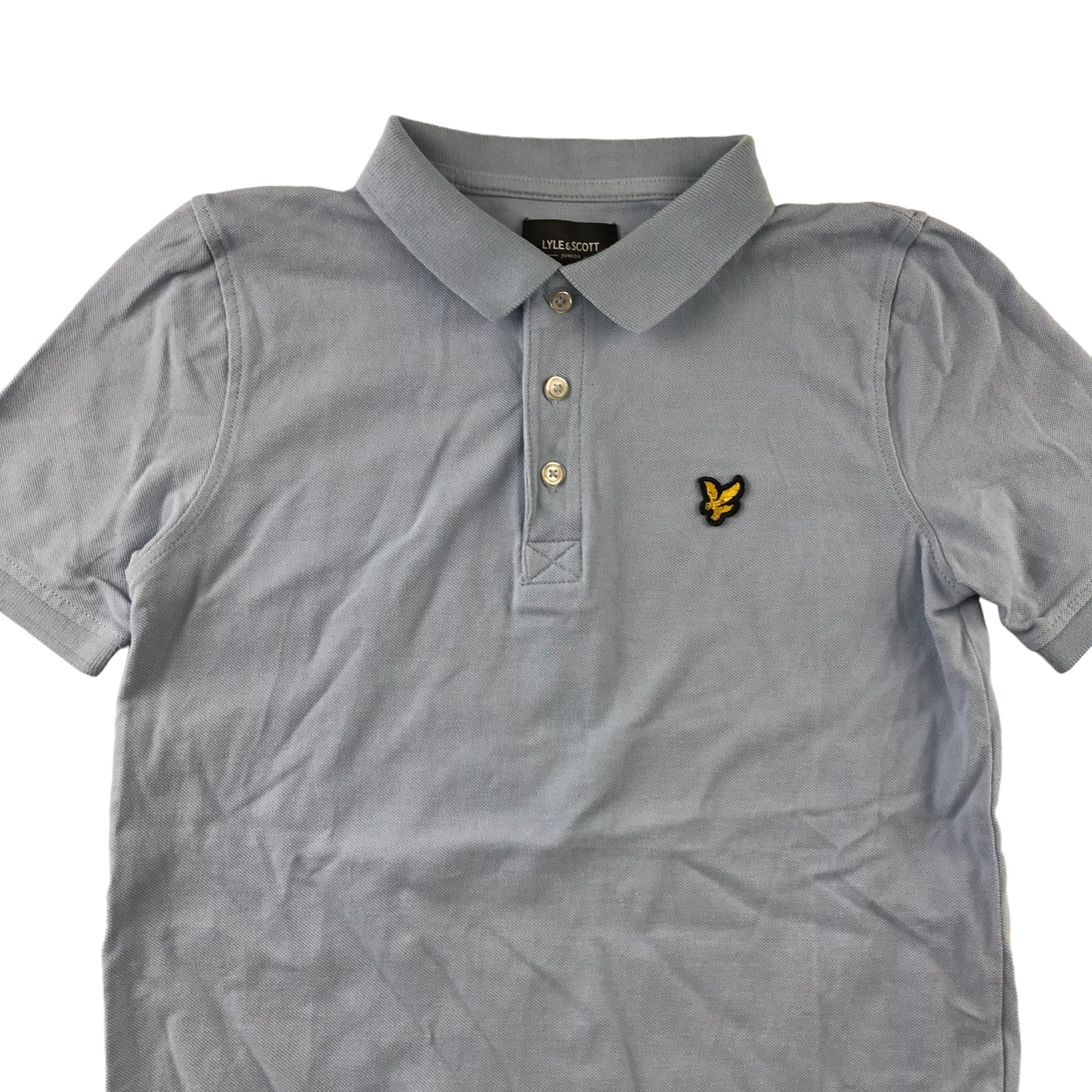 Lyle&Scott Polo Shirt Age 10 Light Blue Plain Logo Cotton