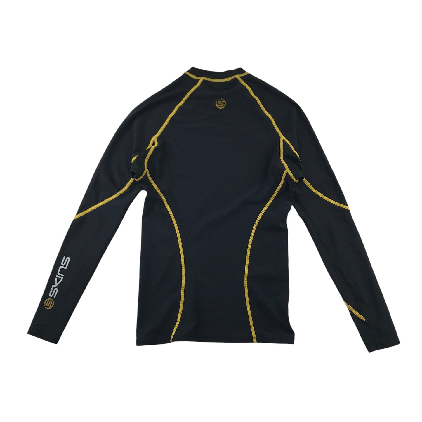 Skins Swim Top Adult Large Black with Yellow Details Long Sleeve