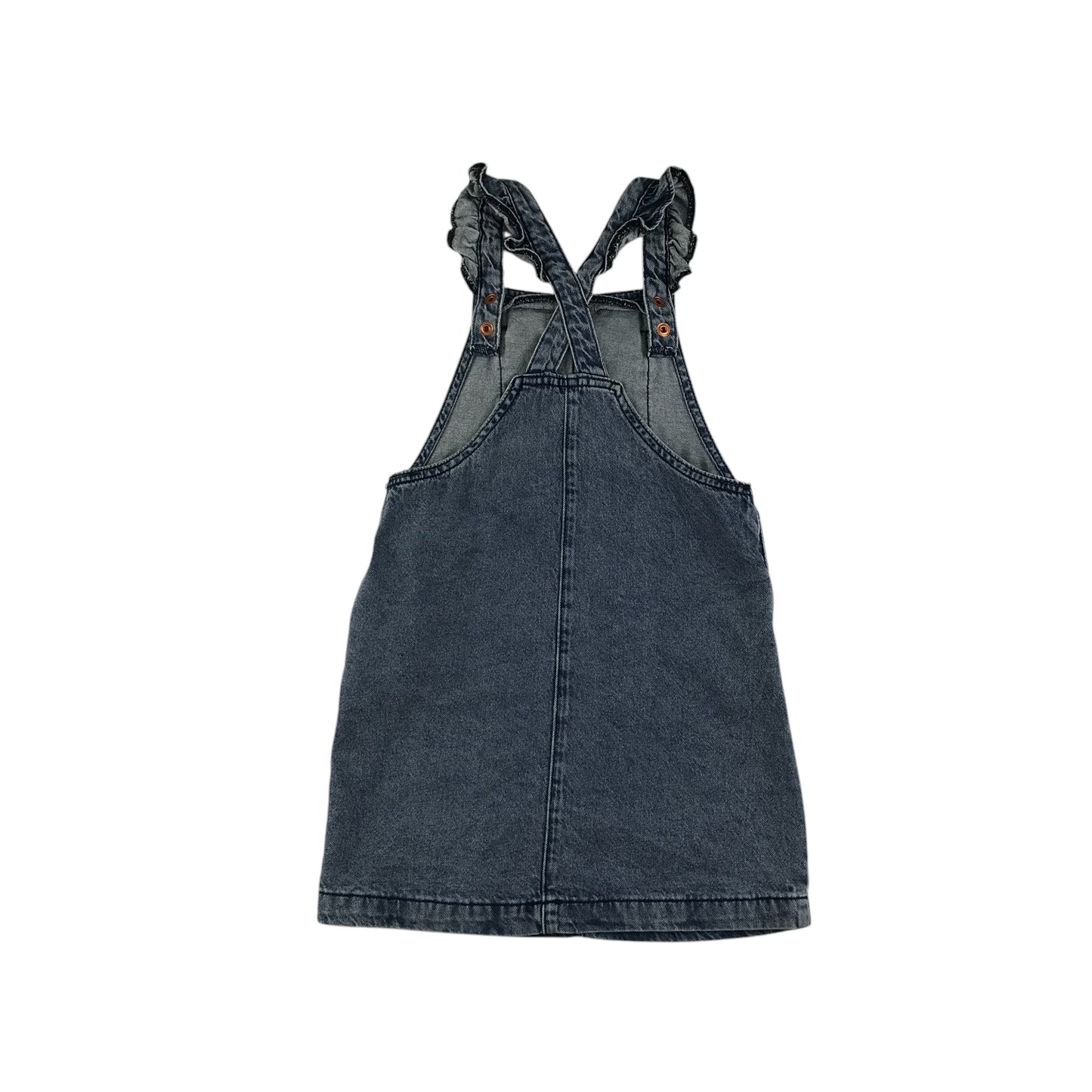 George dungaree dress 5-6 years light blue frill detailed denim cotton