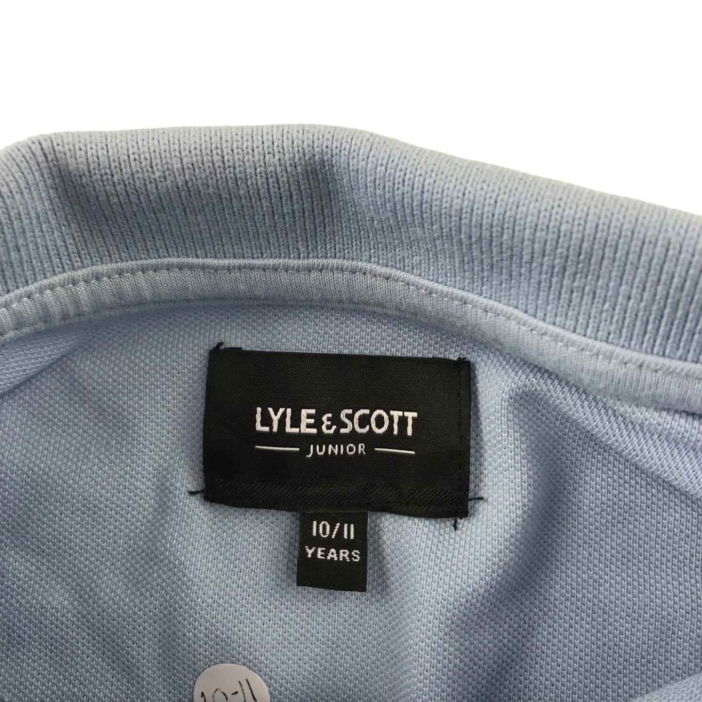 Lyle&Scott Polo Shirt Age 10 Light Blue Plain Logo Cotton