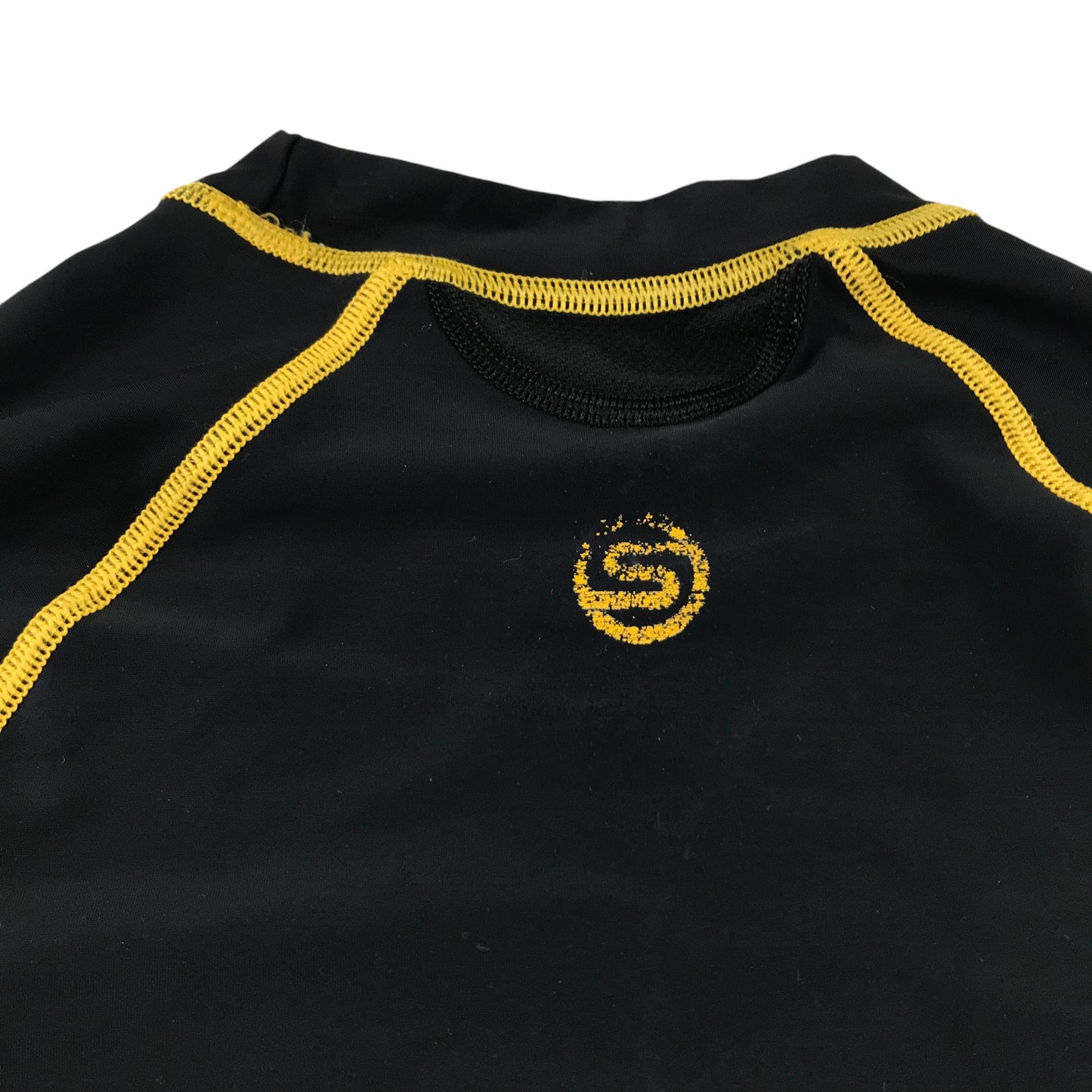 Skins Swim Top Adult Large Black with Yellow Details Long Sleeve