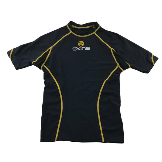 Skins Swim Top Adult Large Black with Yellow Detail