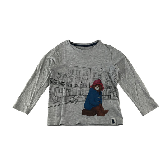 M&S t-shirt 4-5 years grey Paddington bear design print