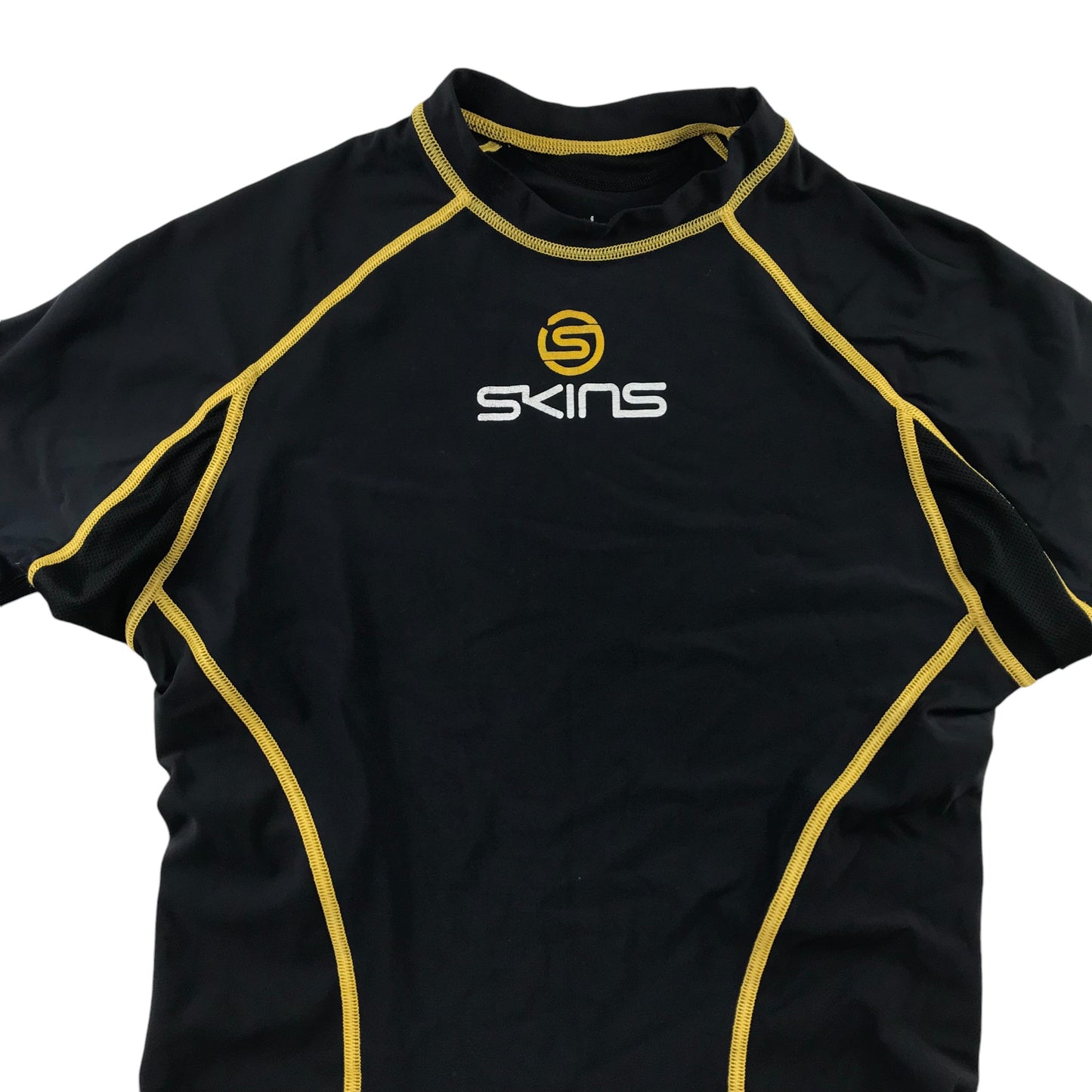 Skins Swim Top Adult Large Black with Yellow Detail