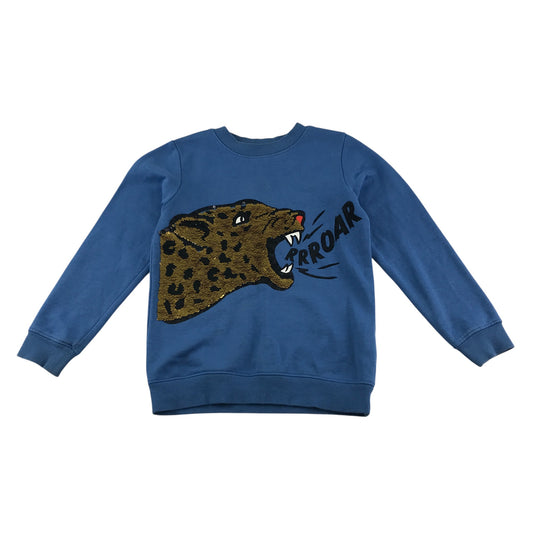 H&M Sweatshirt 7-8 Years blue sequin reversible animal graphic logo