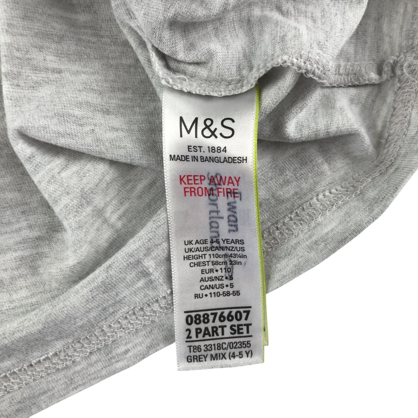 M&S t-shirt 4-5 years grey Paddington bear design print