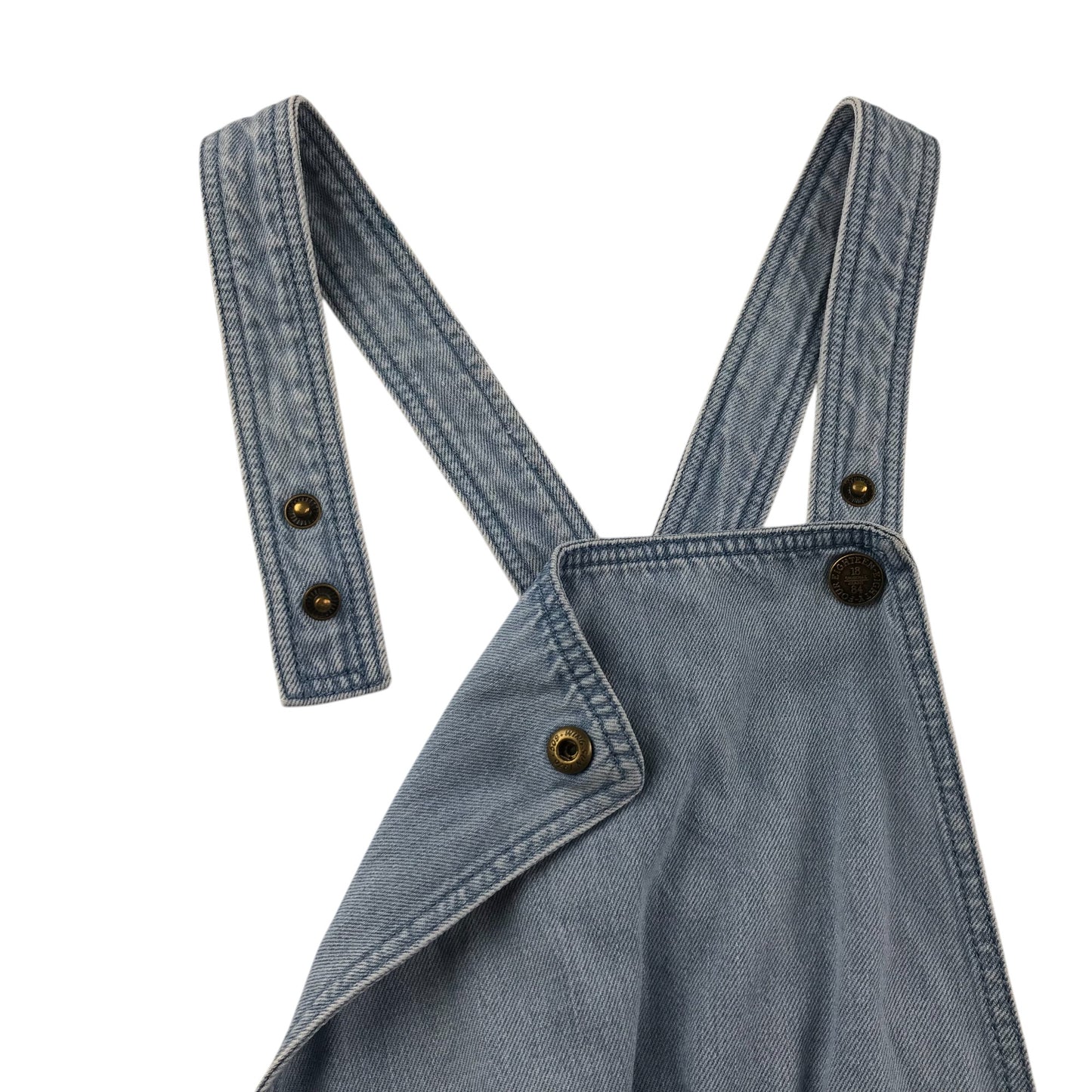 M&S dungaree dress 5-6 years light blue denim dinosaur patchwork cotton