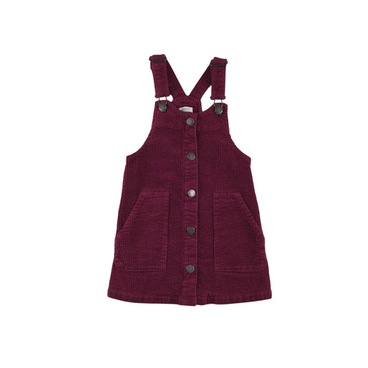 Next dungaree dress 4-5 years burgundy corduroy