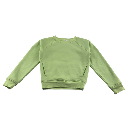 M&S Sweatshirt 8-9 years lime green plain jumper with pockets