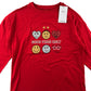 M&S T-Shirt Age 13 Red Silver Glitter Hearts 3/4 sleeves Cotton