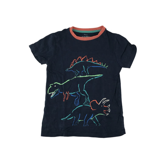 M&S t-shirt 4-5 years navy neon dinosaur design print