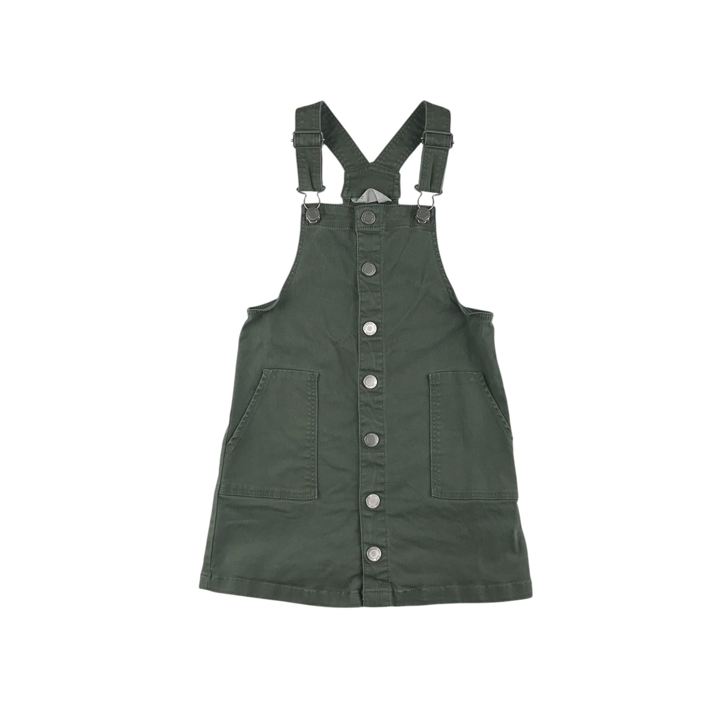 H&M dungaree dress 5-6 years light khaki green denim