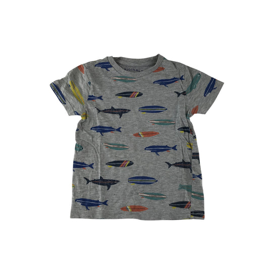 M&S t-shirt 4-5 years grey fish design print