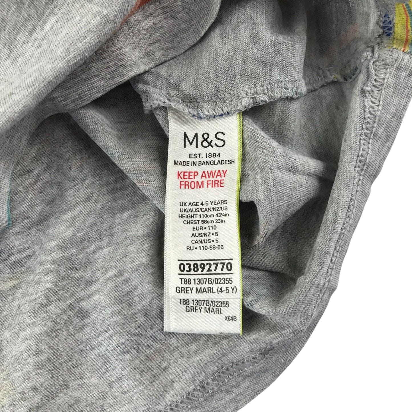 M&S t-shirt 4-5 years grey fish design print