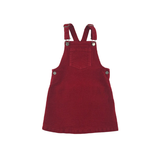 Next dungaree dress 5-6 years red corduroy