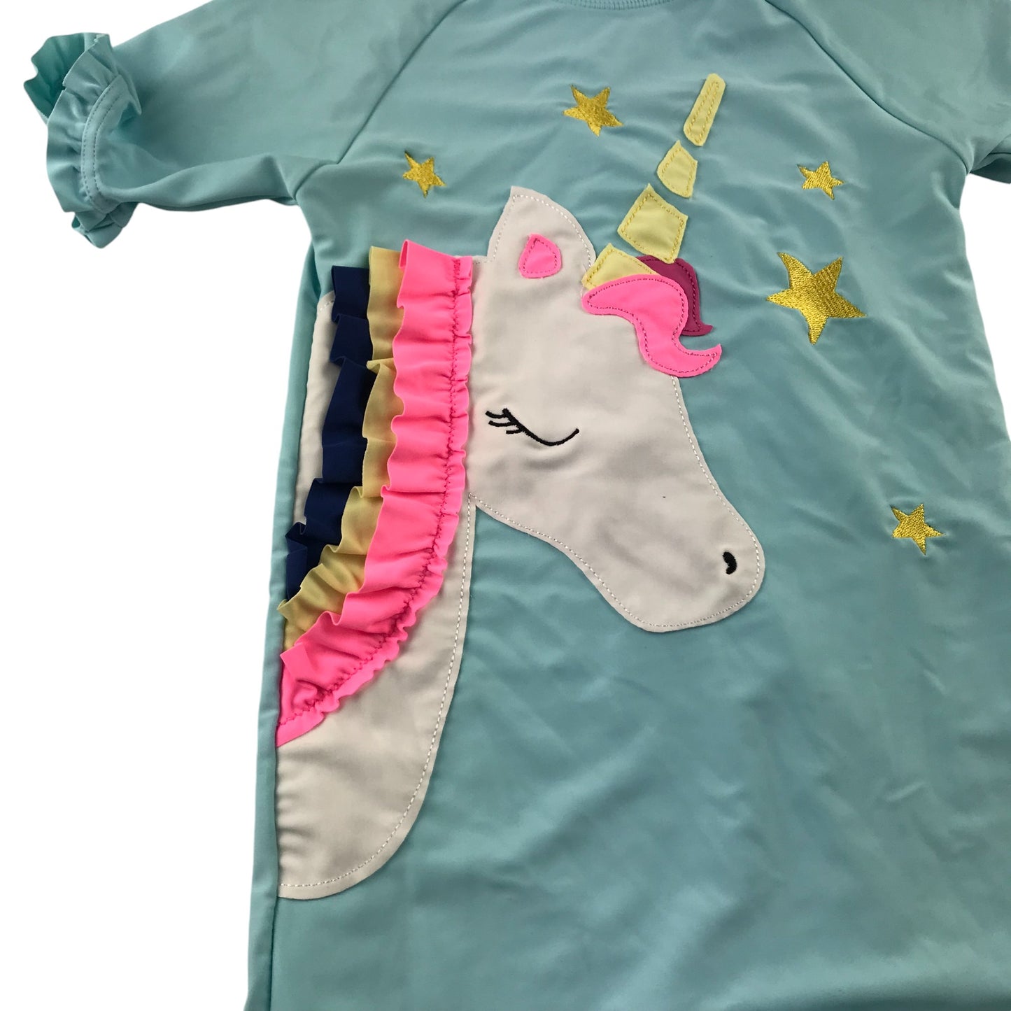 Next swimsuit onesie 4-5 Years Blue Unicorn Graphic Frilled Arms and Legs