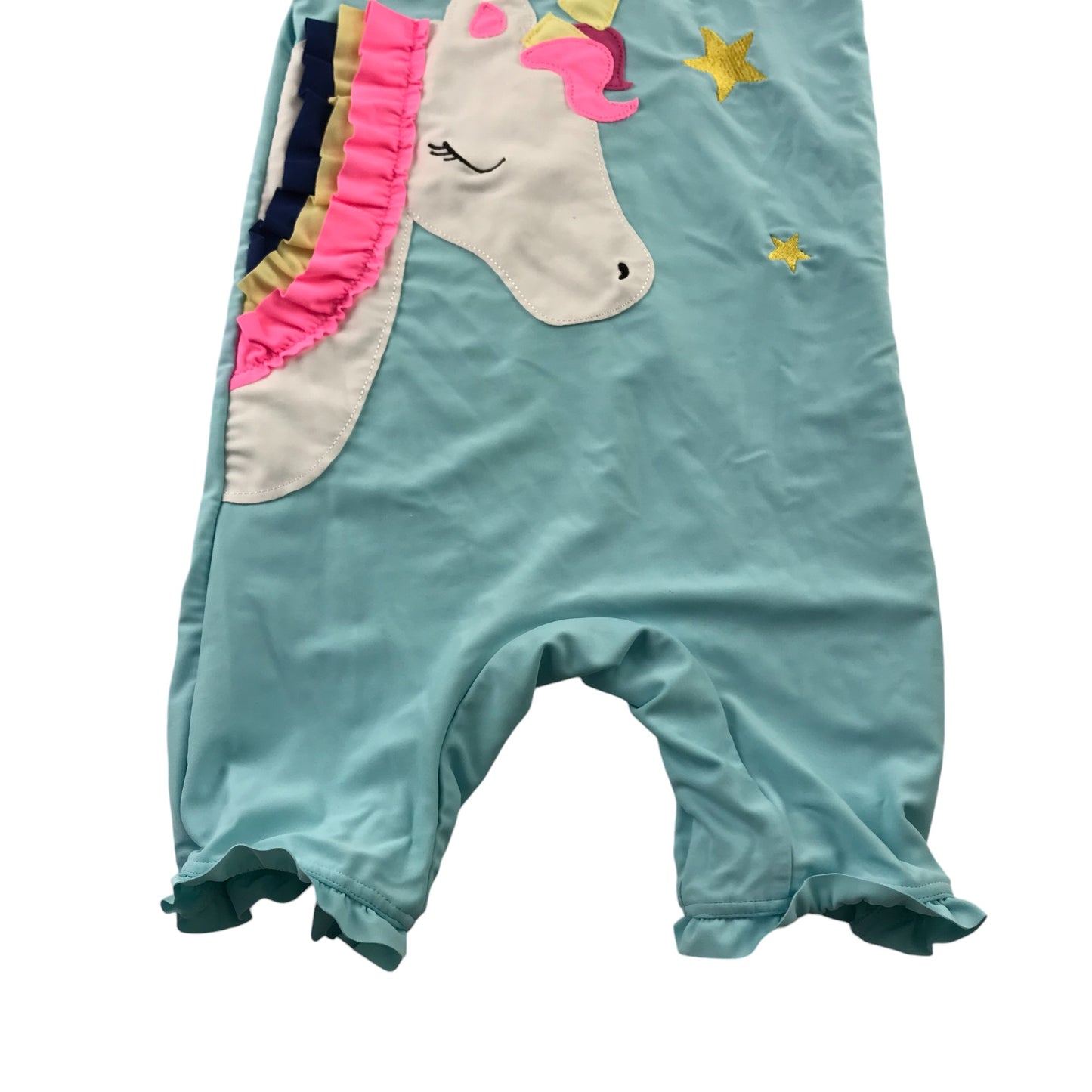 Next swimsuit onesie 4-5 Years Blue Unicorn Graphic Frilled Arms and Legs