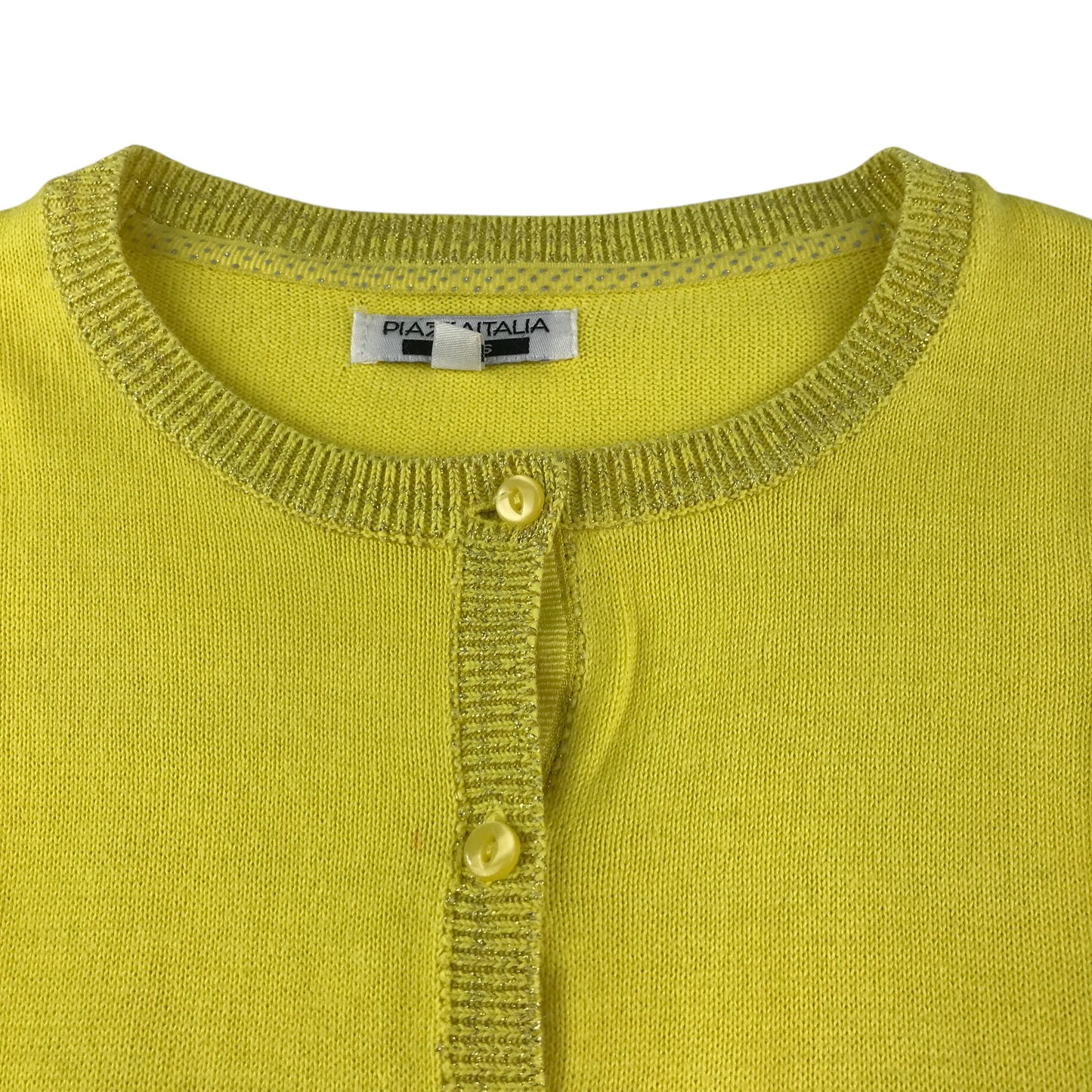 Plazaitalia cardigan 9-10 years yellow round neck style knitwear cotton