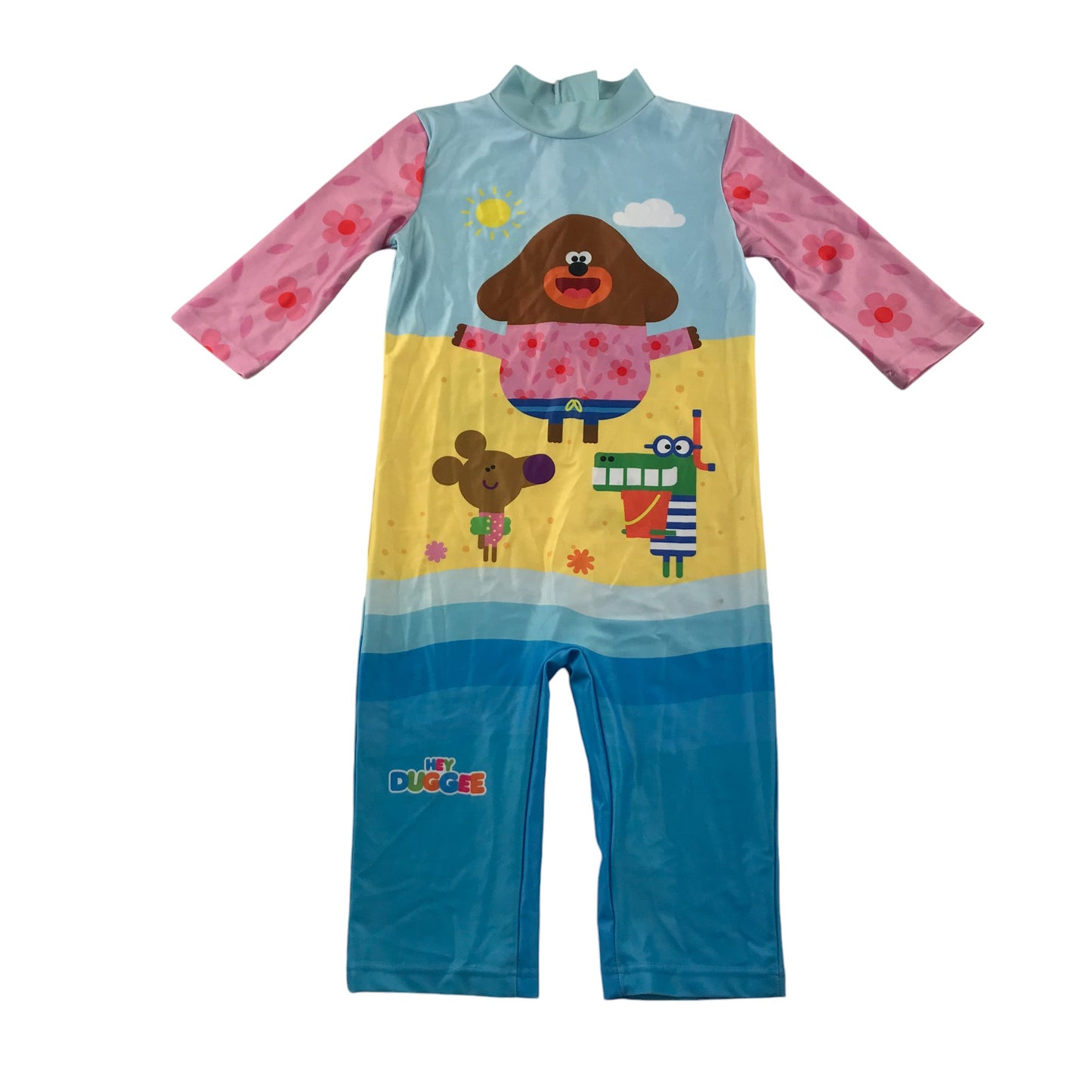 Tu Hey Duggee swimsuit onesie 4-5 Years Blue Beach Themed