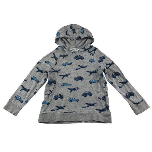 H&M hoodie 7-8 years grey graphic design print cars and planes