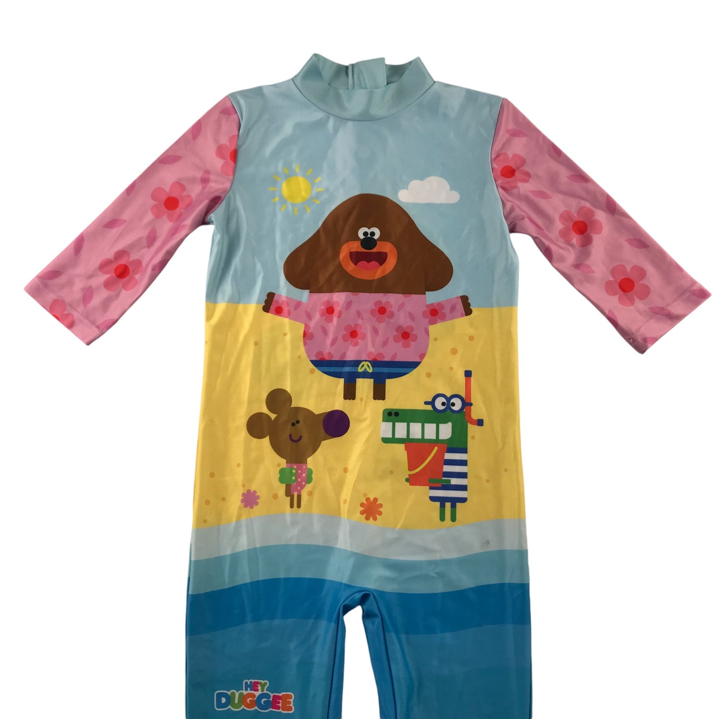 Tu Hey Duggee swimsuit onesie 4-5 Years Blue Beach Themed