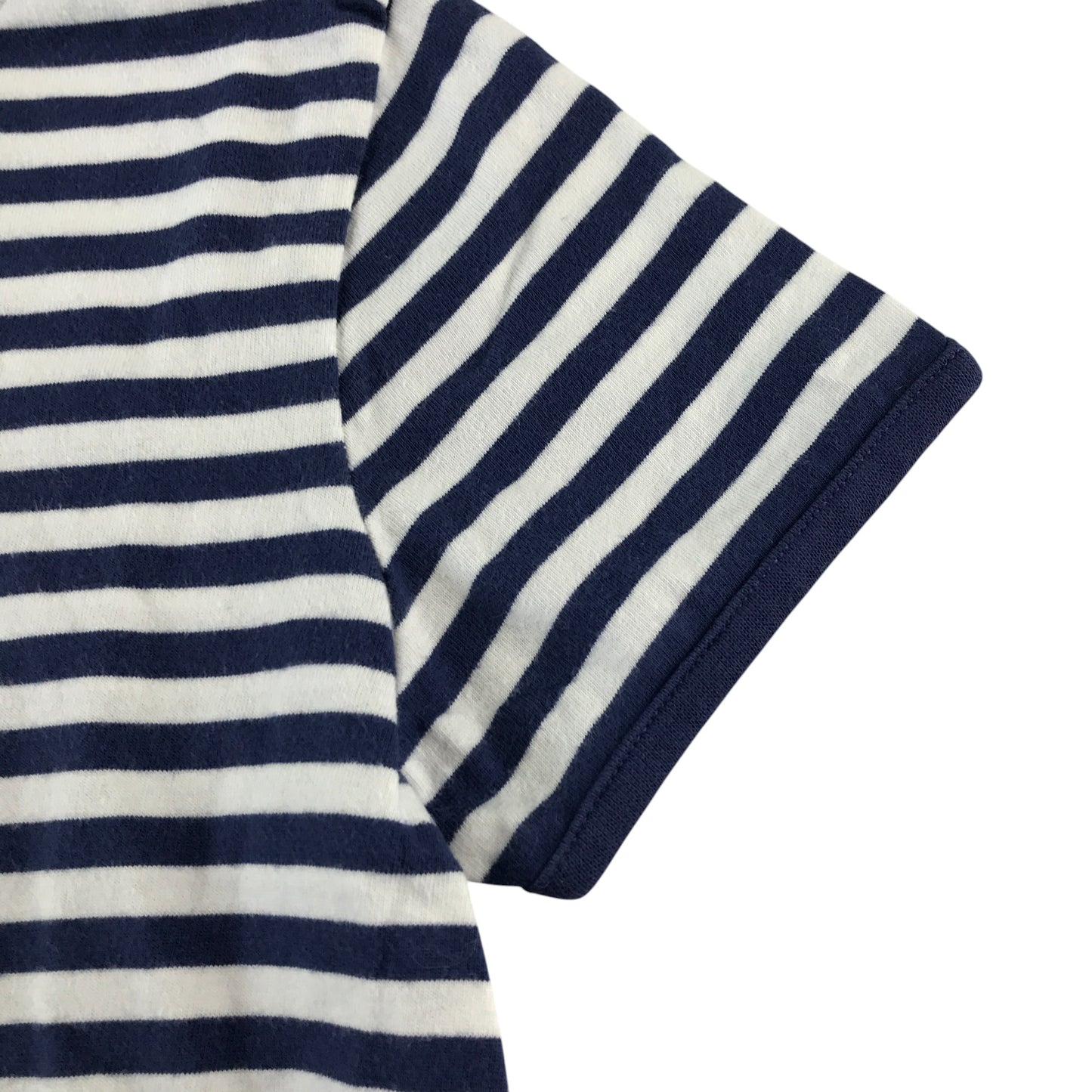 Nutmeg t-shirt 6-7 years navy and white stripy design