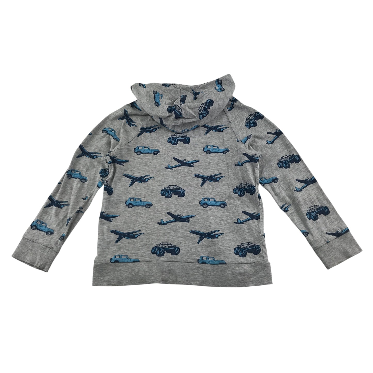 H&M hoodie 7-8 years grey graphic design print cars and planes