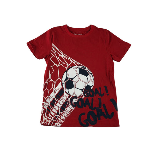 Nutmeg t-shirt 5-6 years red football graphic print