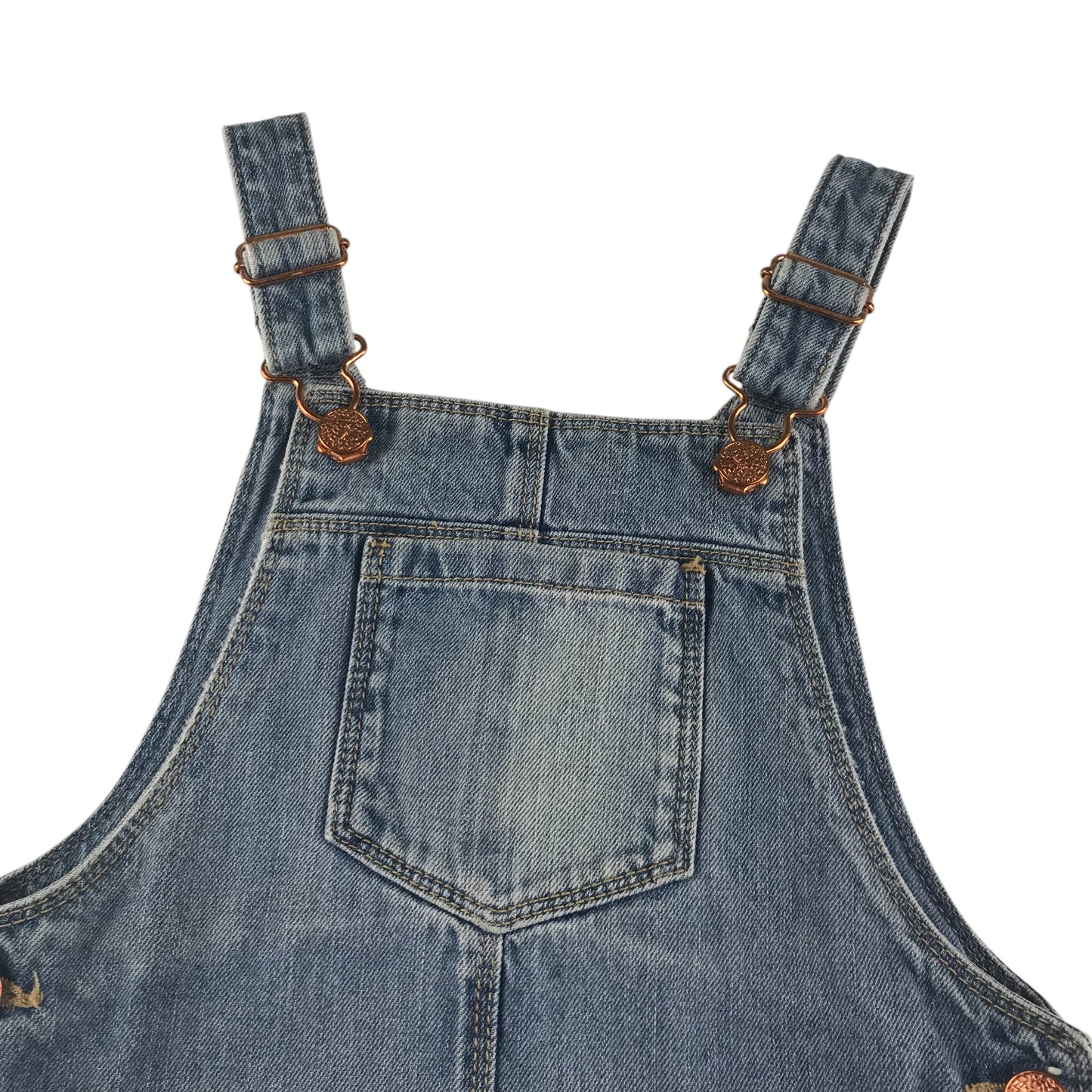 Nutmeg dungaree dress 7-8 years light blue stone wash effect denim cotton