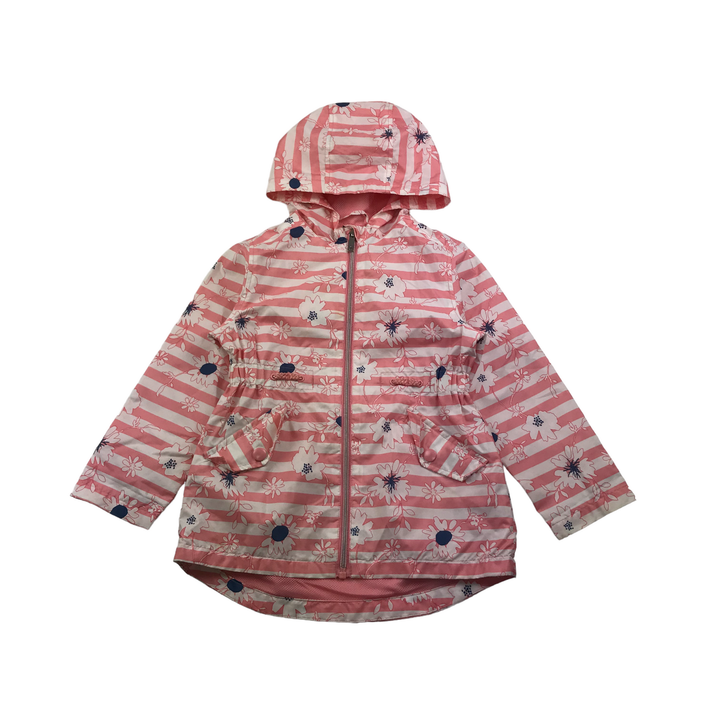 Nutmeg Pink and White Stripy Floral Light Jacket Age 4