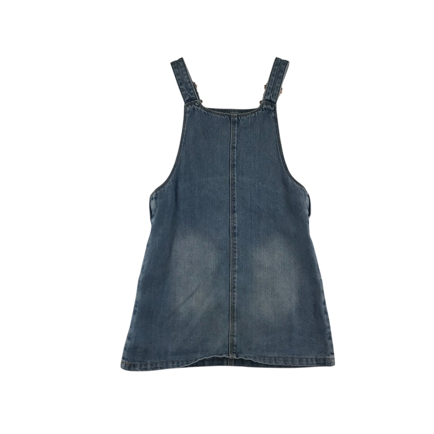 Nutmeg dungaree dress 7-8 years light blue stone wash effect denim cotton