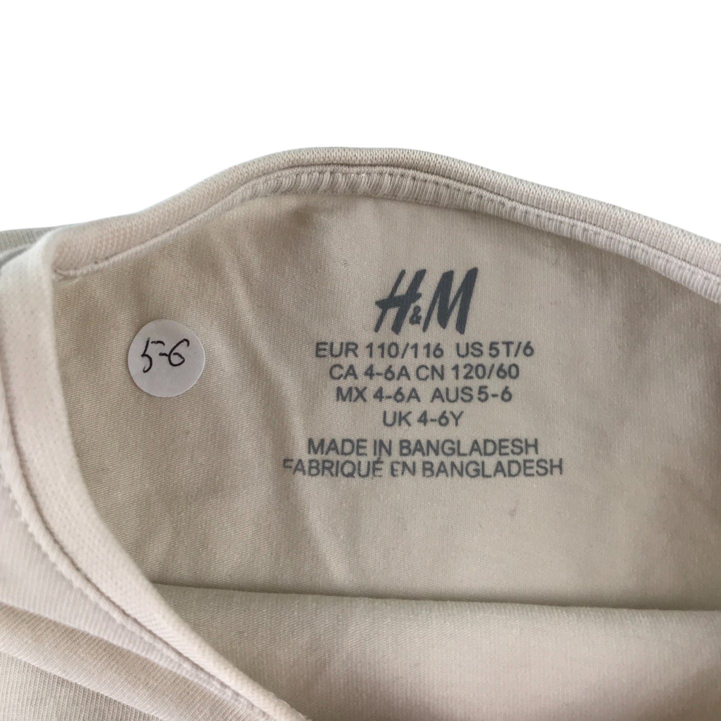 H&M t-shirt bundle 5-6 years long sleeve light blue and cream colours