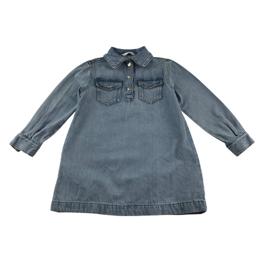 M&S denim dress 6-7 years blue long sleeve cotton