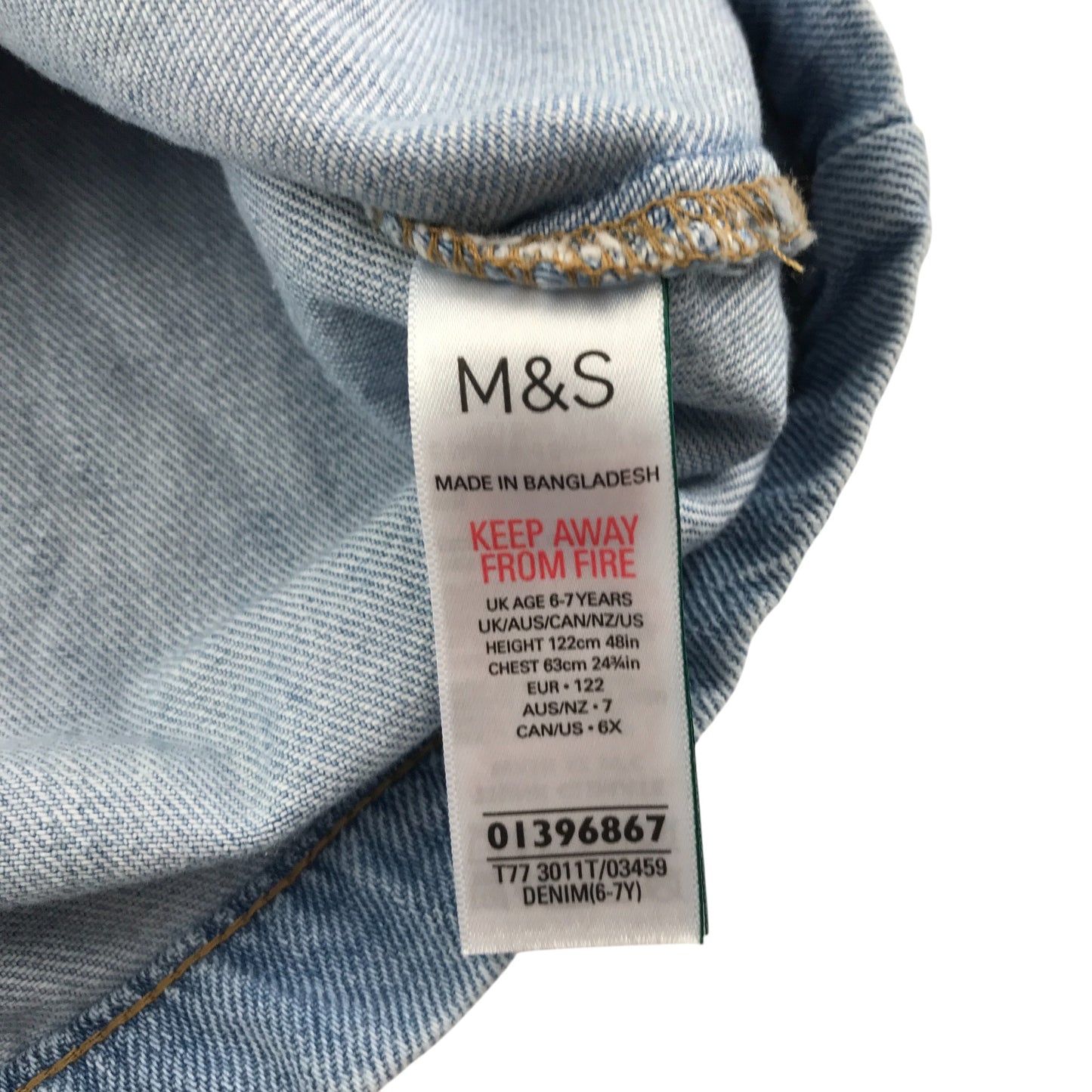 M&S denim dress 6-7 years blue long sleeve cotton