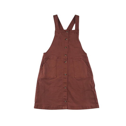 H&M dungaree dress 11-12 years burnt orange stretchy denim style