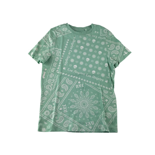 F&F t-shirt 6-7 years mint green paisley printed cotton