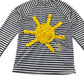 Tu Swimsuit 2 Piece 7-8 Years Black and White Stripy Top with Yellow Ruffled Sun and Bottoms