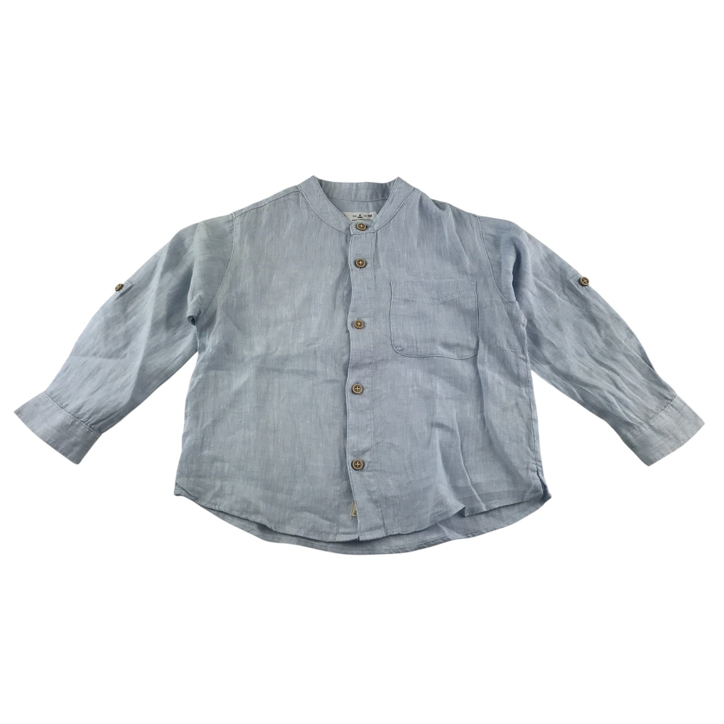 Zara shirt 5-6 years light blue long sleeve granddad collar linen