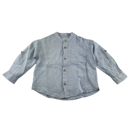 Zara shirt 5-6 years light blue long sleeve granddad collar linen