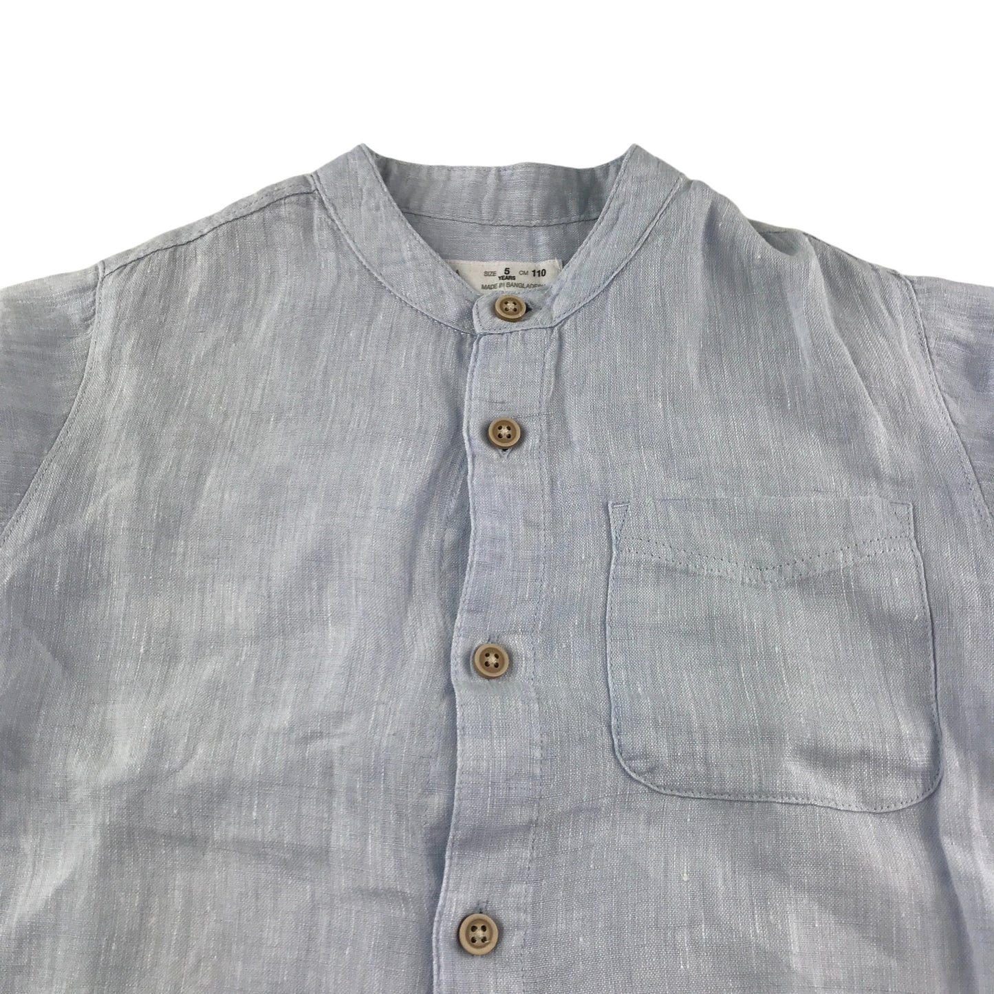 Zara shirt 5-6 years light blue long sleeve granddad collar linen