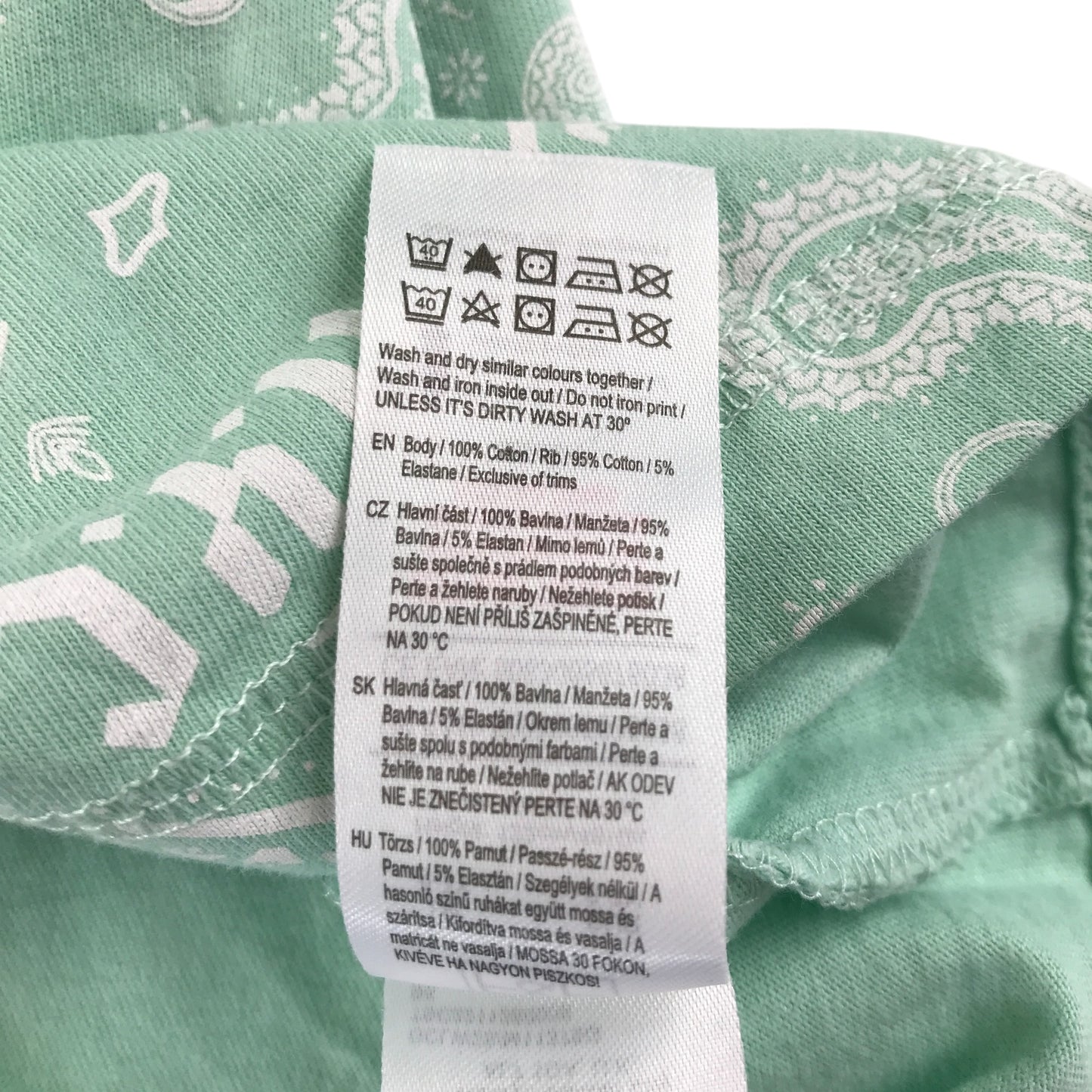 F&F t-shirt 6-7 years mint green paisley printed cotton