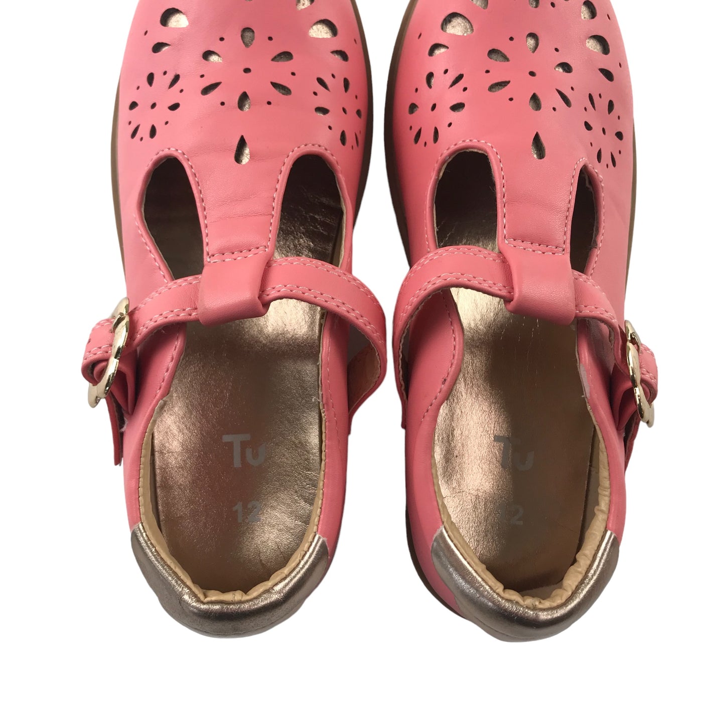 Tu sandals shoe size 12 junior pink buckled flat shoes