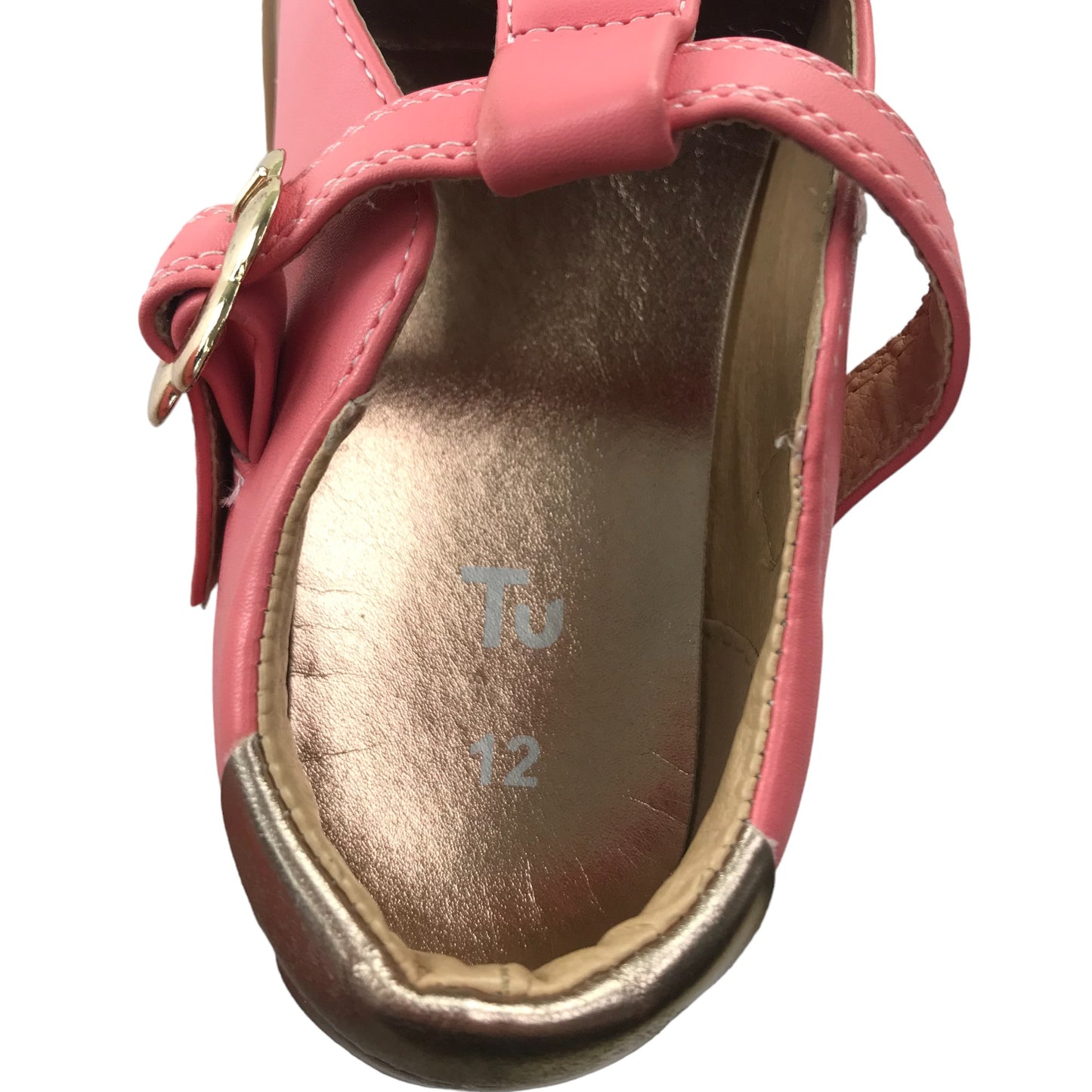 Tu sandals shoe size 12 junior pink buckled flat shoes