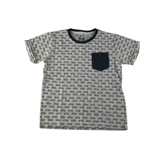 Matalan t-shirt 6-7 years grey bicycle print design with front pocket