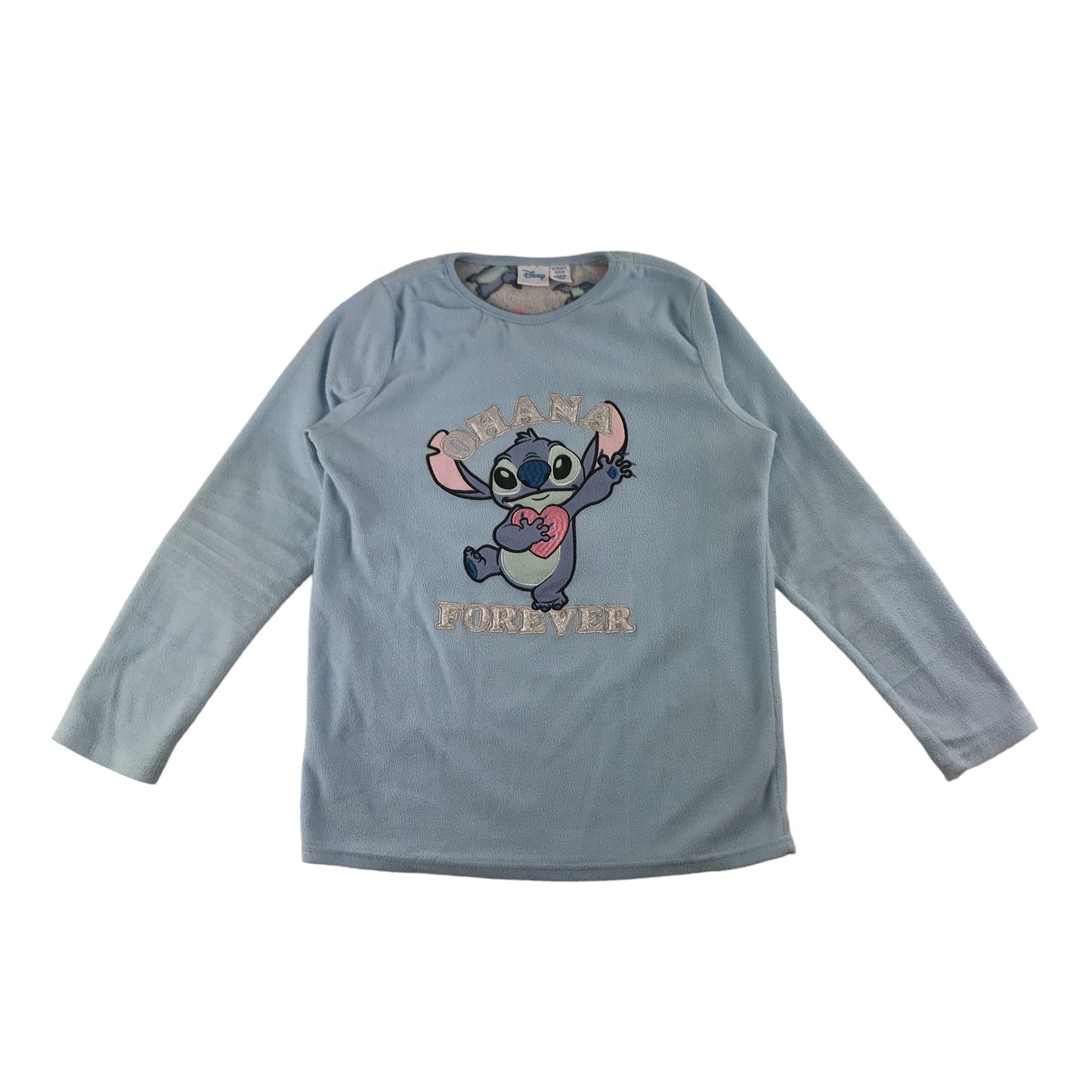 Primark Pyjama Set Age 11 Light Blue DIsney Lilo and Stitch Fleece Long Sleeve